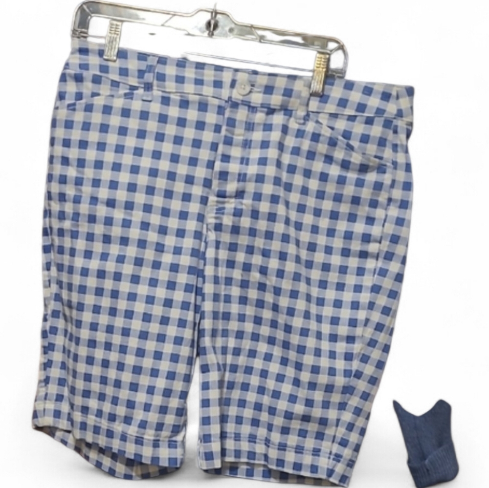 St. John's Bay Blue and White Checkered Apparel With Velcro Fastners